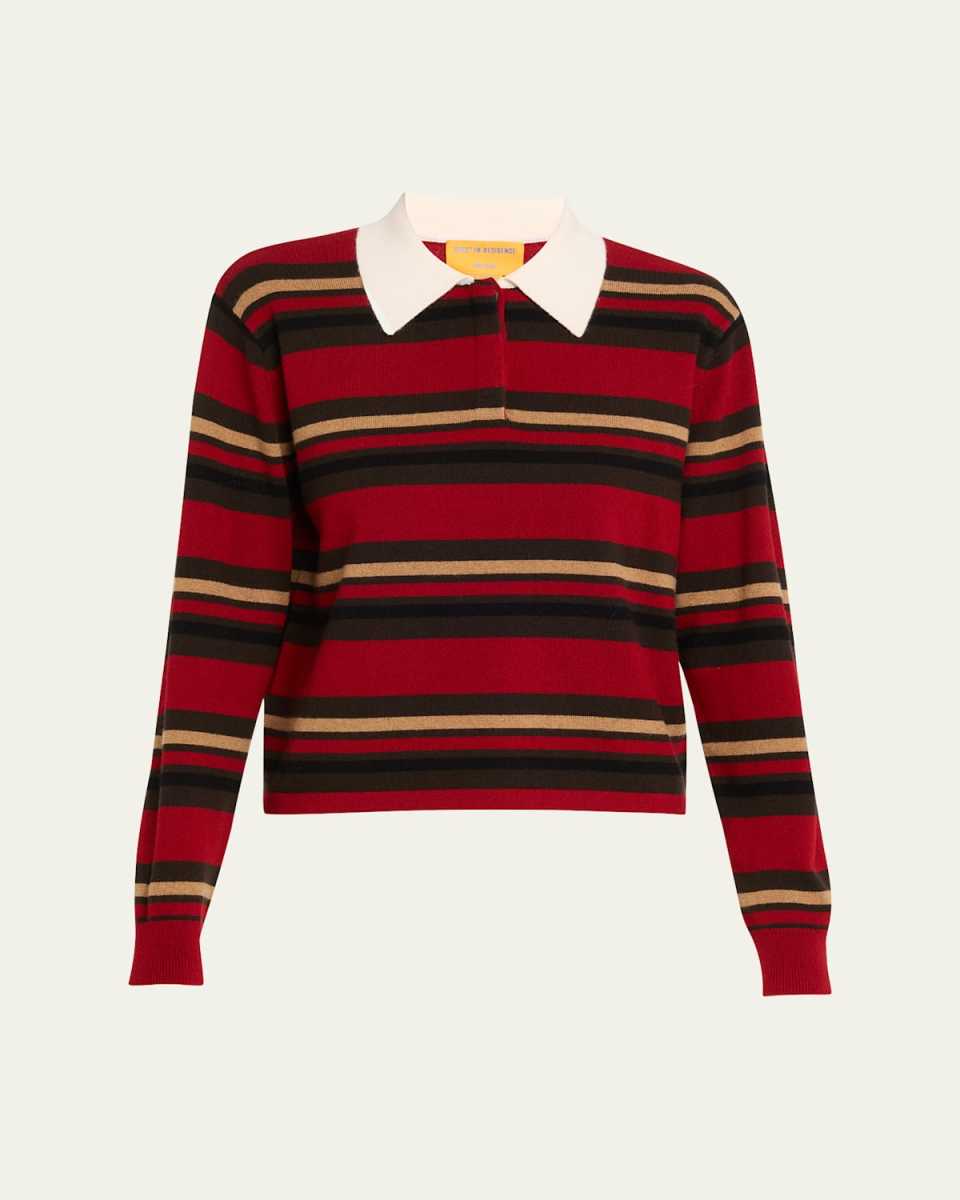 Cashmere Cropped Stripe Rugby Sweater